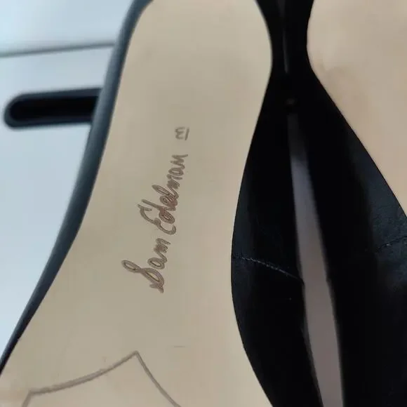 Sam Edelman Black Leather Pointed Toe Stiletto Pumps W13 Classic - Picture 9 of 9